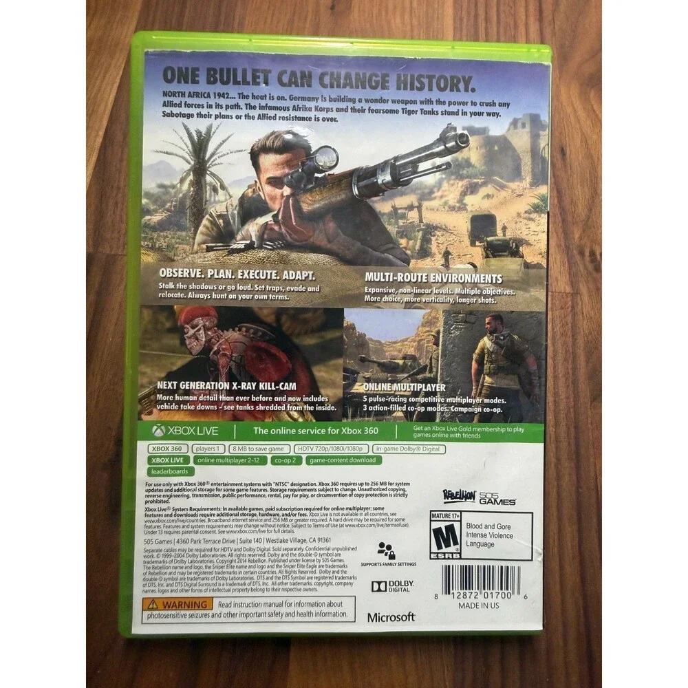 Sniper Elite III (Microsoft Xbox 360, 2015)  Complete CIB w/ MANUAL